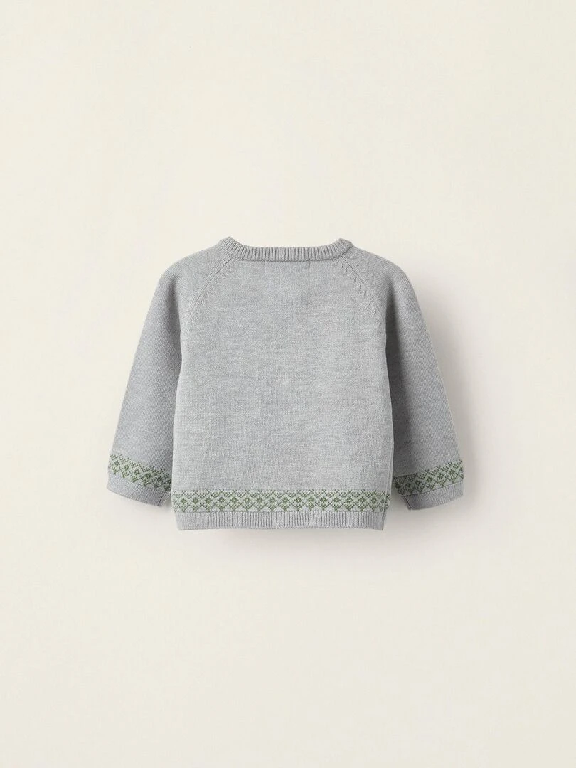 Pull en Maille pour Nouveau Né 'Ours' BALMORAL'S AFTERNOONS Gris clair