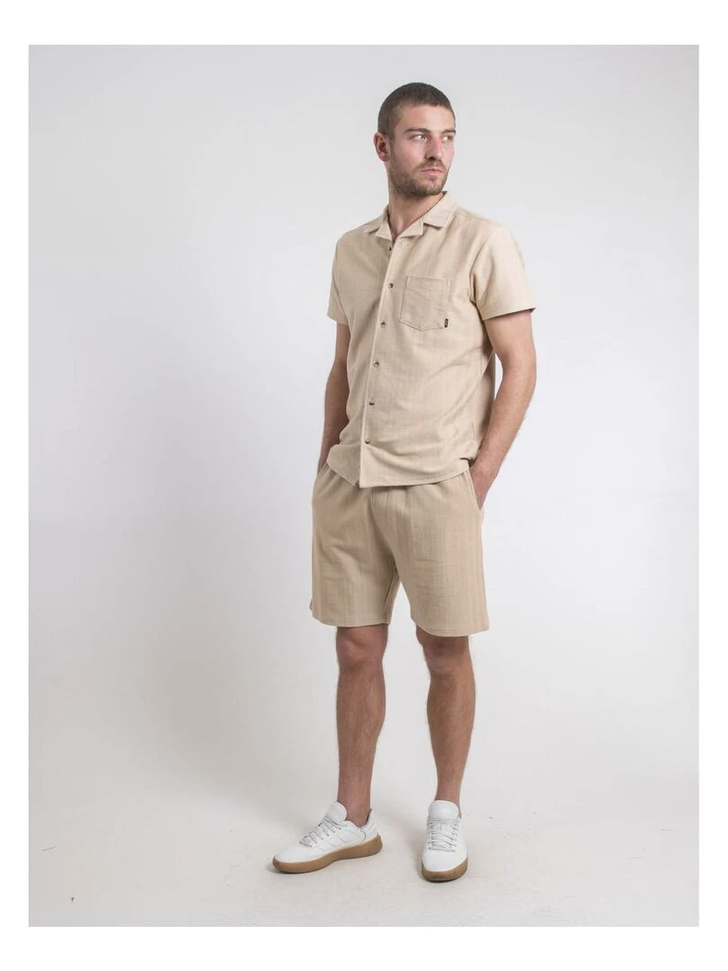 Chemise manches courtes maille coton DOJOPARIS   Beige