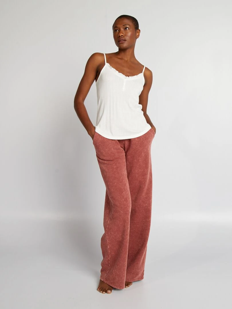 Débardeur de pyjama en maille pointelle Beige