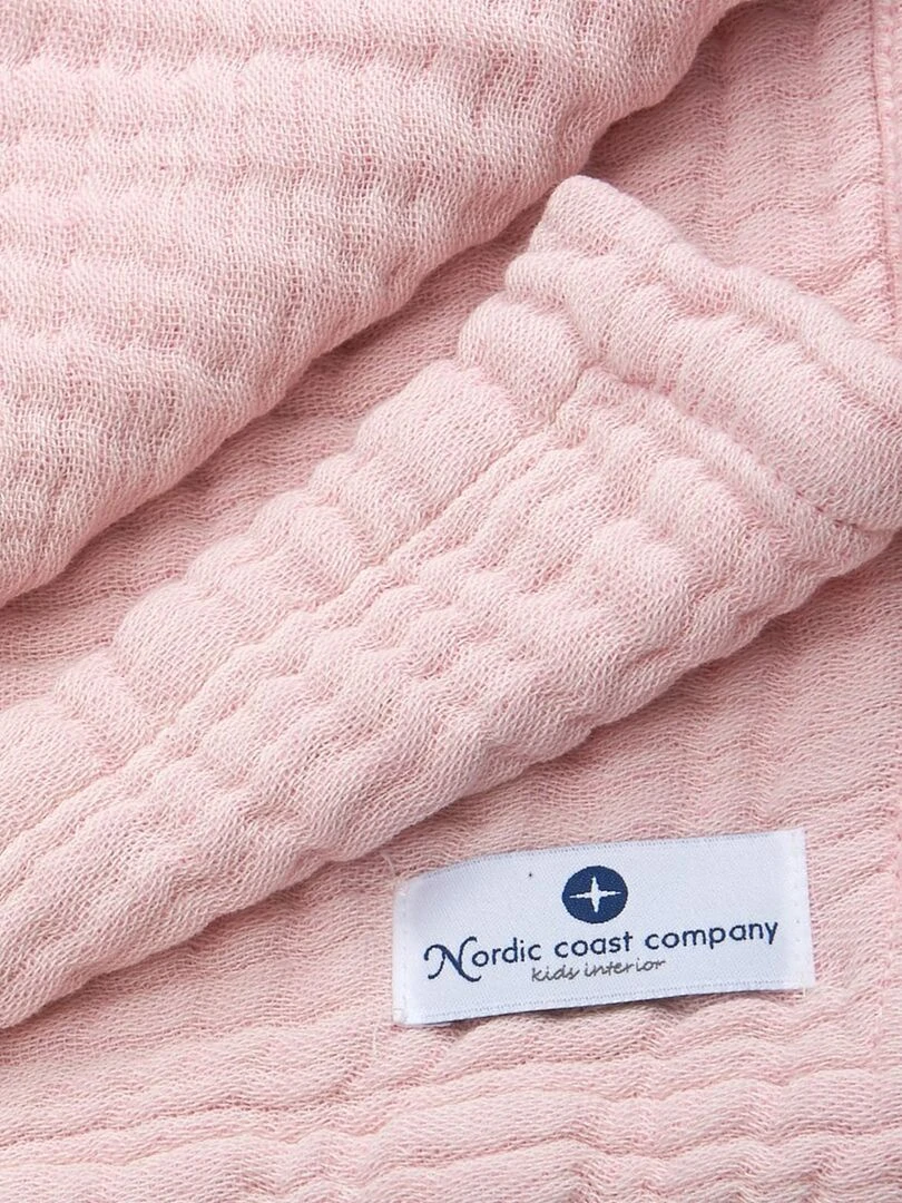 Couverture mousseline bebe en coton 80 x 80 cm Rose