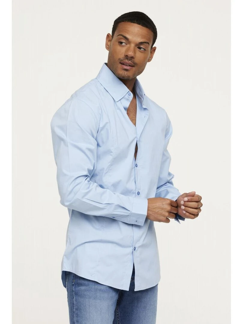 Lee Cooper Chemise manches longues coton slim DOKITO Bleu gris
