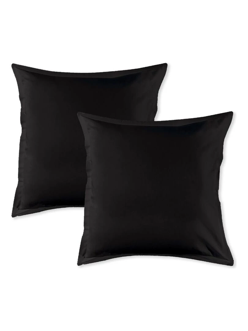 Future Home Taie d'oreiller en coton 57 fils unie noir Noir