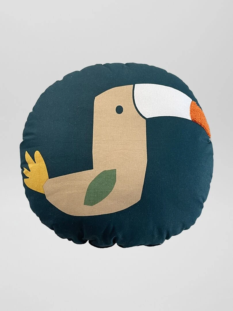 Coussin rond 'Toucan' Bleu