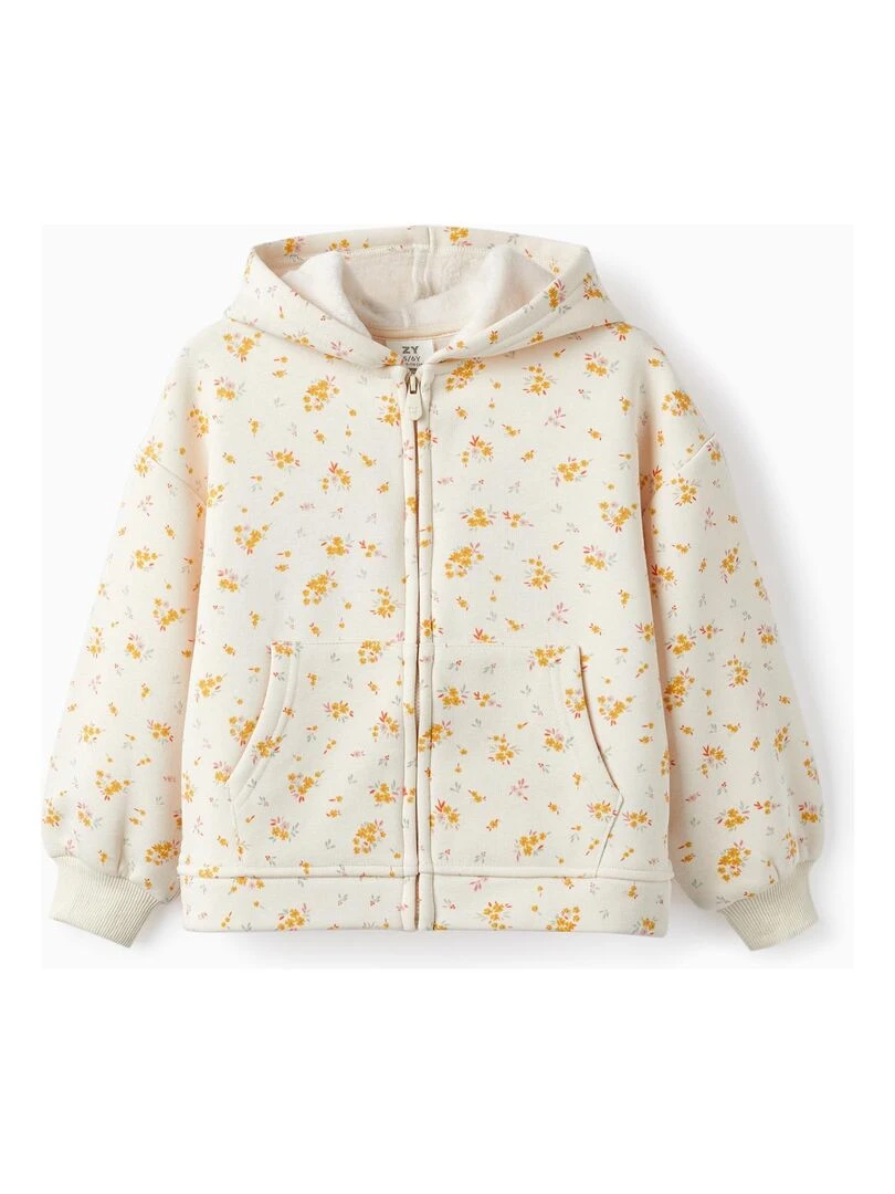 Manteau Matelassé avec Fermeture Éclair et Capuche pour Fille 'Floral' SWEET FROSTY DREAMS Beige clair