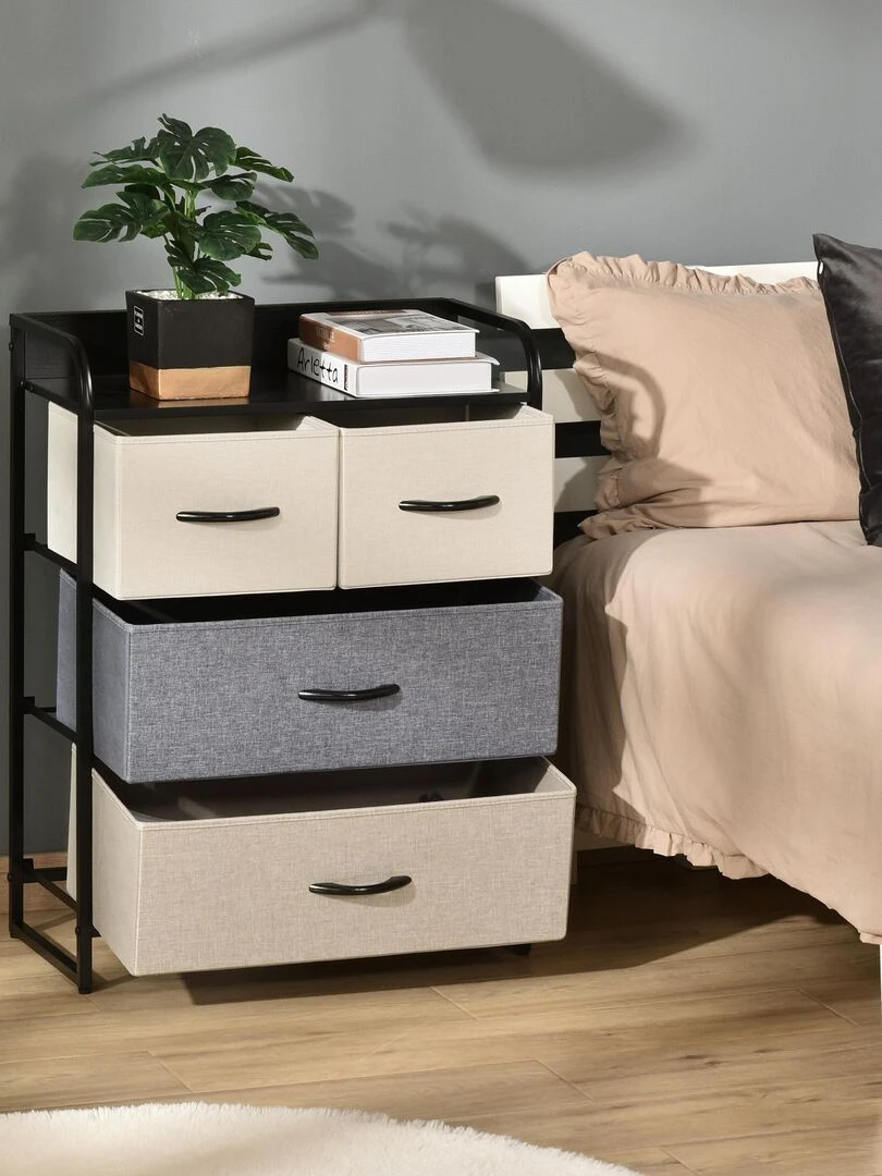 Commode meuble de rangement 4 tiroirs 58 x 29 x 78 5 cm   Beige