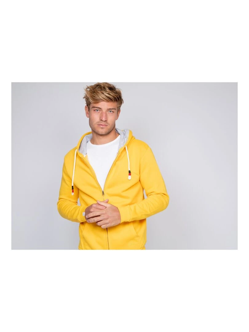 Sweat zippé capuche WAMS   Jaune