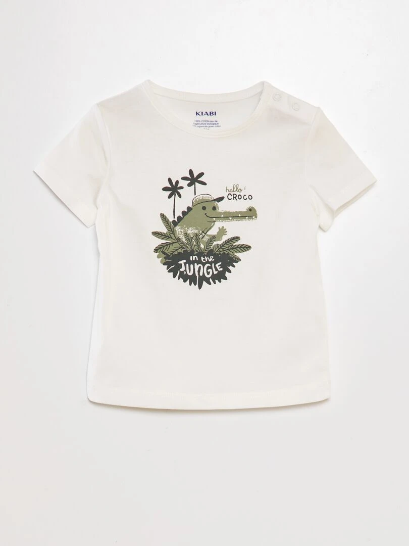 Ensemble T shirt + short en coton 2 pièces BLANC