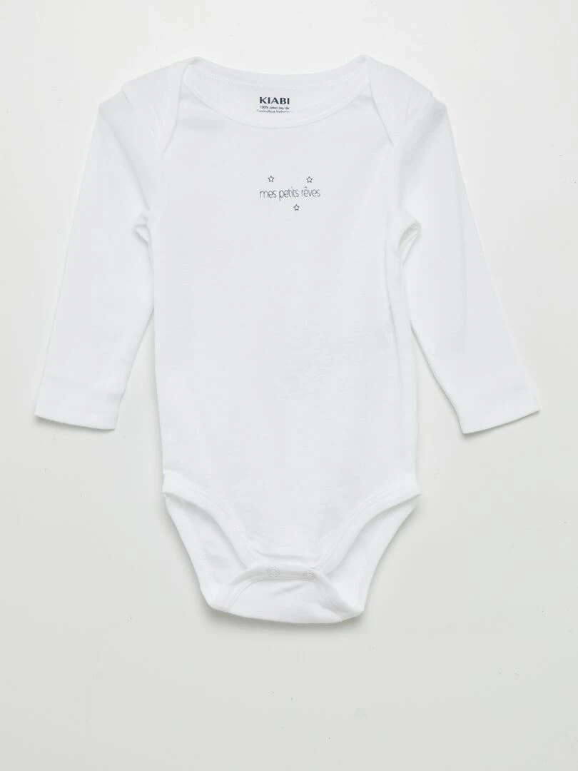 Lot de 3 bodies manches longues blanc