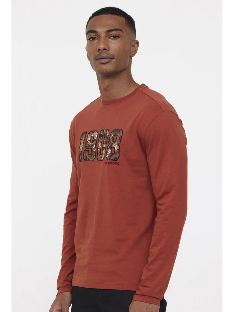 Lee Cooper T Shirt manches longues coton regular ACACH Orange
