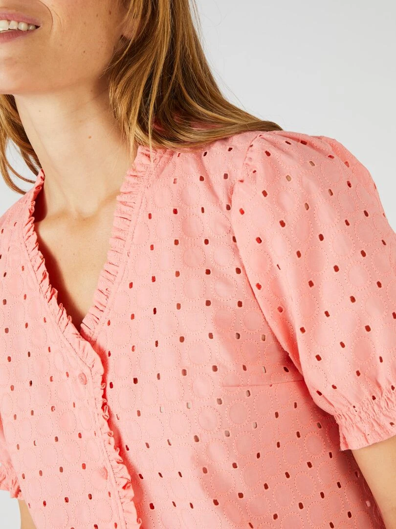 Chemisier broderie anglaise Damart Rose