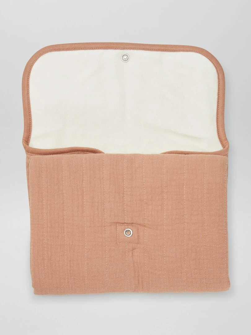 Tapis à langer nomade en double gaze de coton   Marron