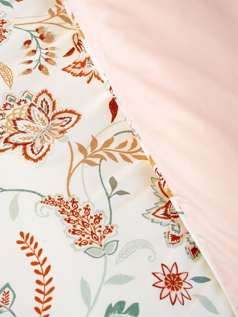 Parure de lit fleurie   2 personnes   Rose