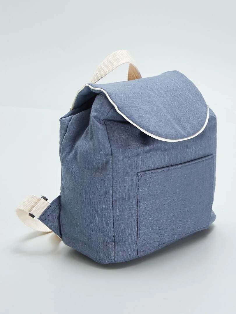Sac à dos en lin mélangé Bleu