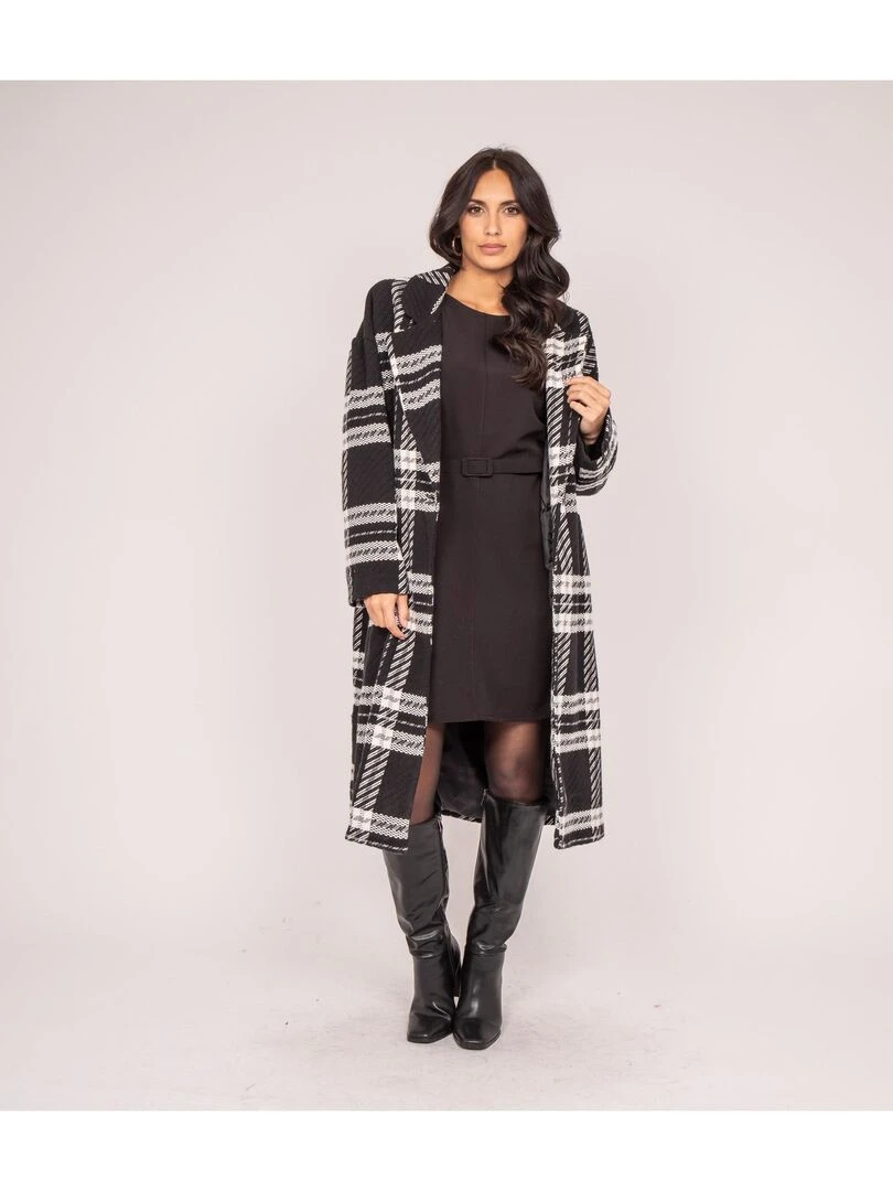 Manteau carreaux URENO   Noir