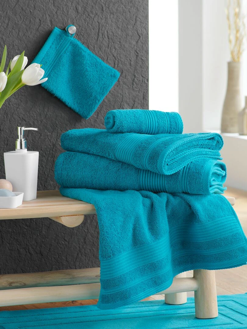 Lot de 2 gants de toilette 15 x 21 cm Tendresse bleu paon   Bleu pétrole