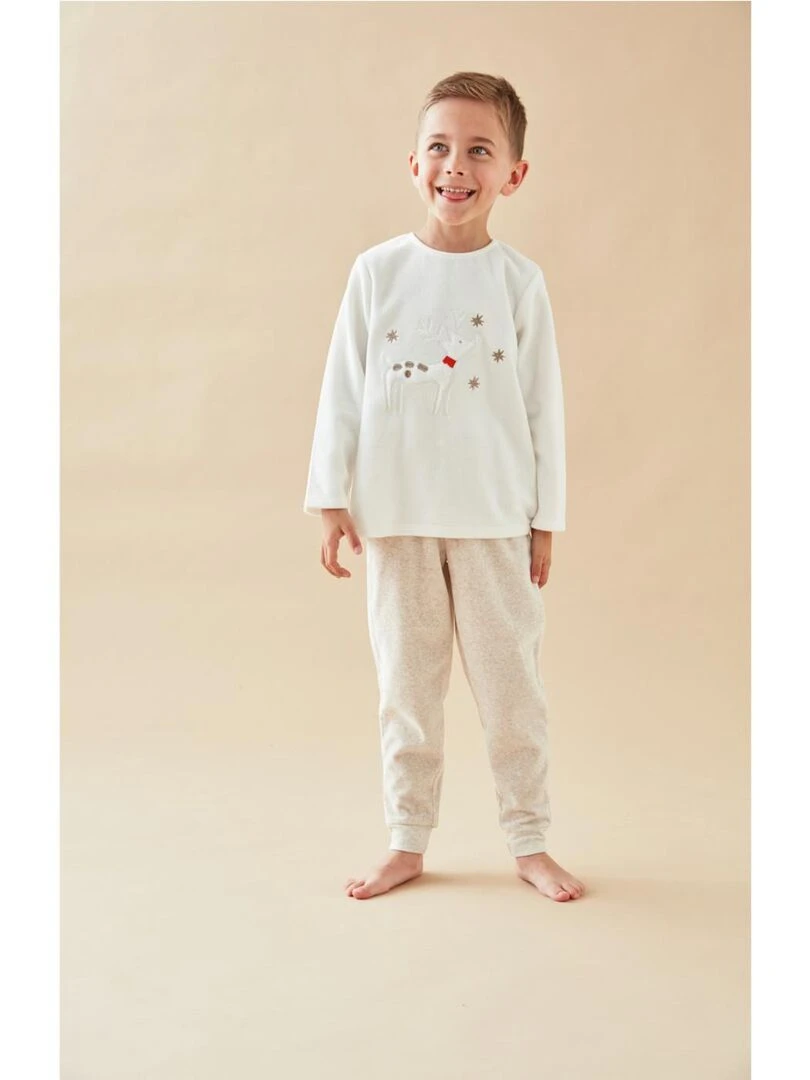 Pyjama 2 pièces renne en velours  chiné   Noukie's   Ecru