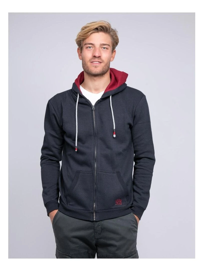 Sweat zippé capuche WAMIN Bleu marine
