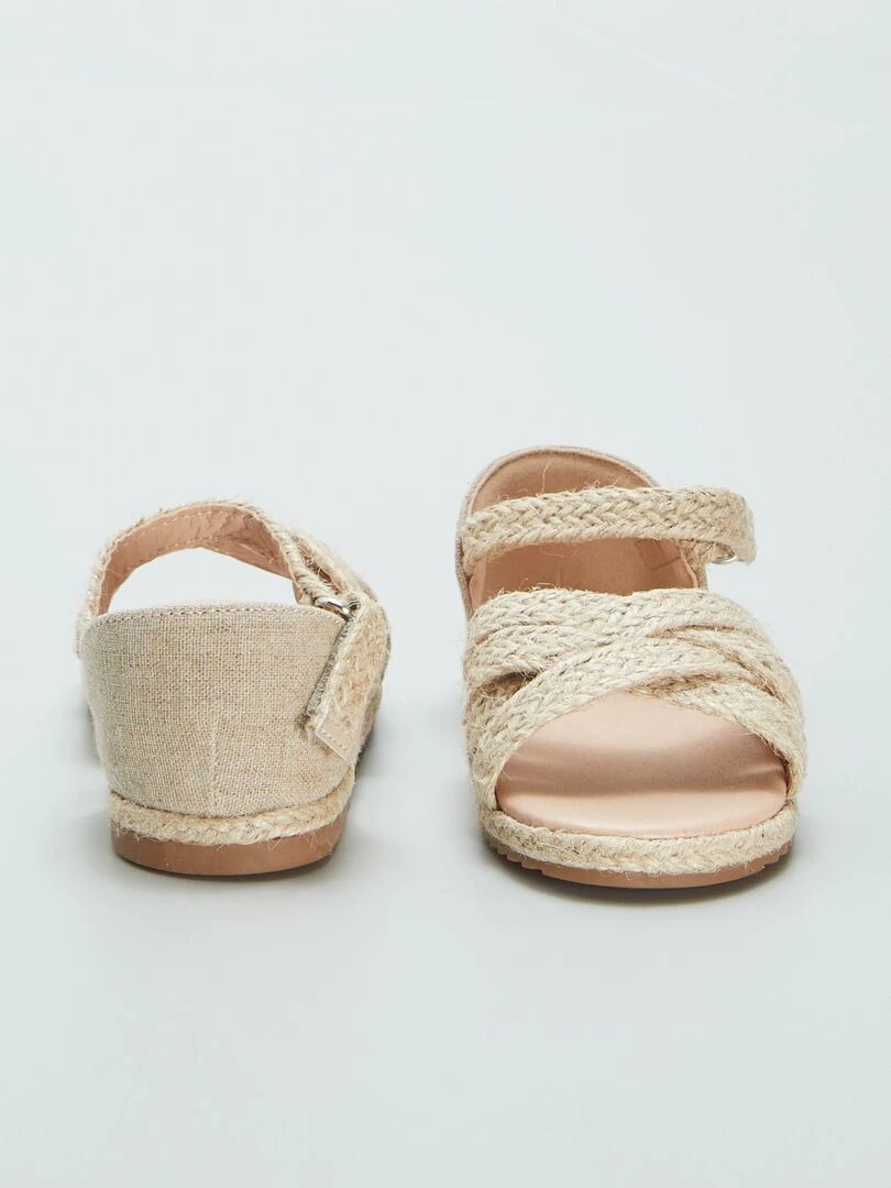 Sandales plates façon corde   Beige