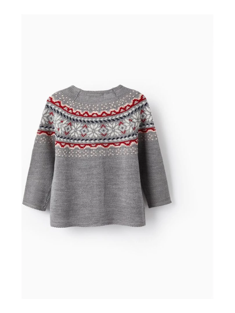 Gilet en Maille avec Jacquard pour Bébé Fille NOËL Gris