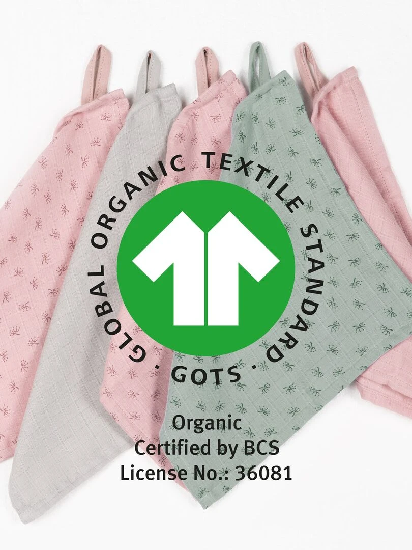 Lot de 5 Gants de Toilette "Lil Planet"   Coton Bio Oekotex   'ROBA'   Gris Vert clair