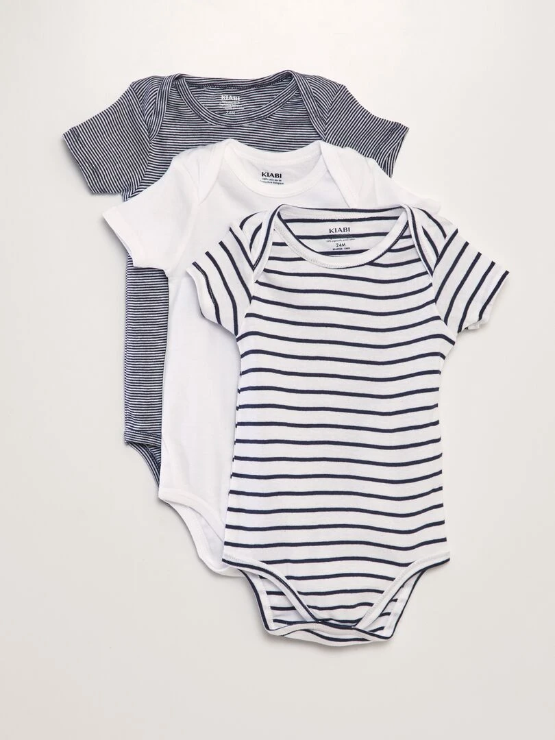 Lot de 3 bodies Bleu/blanc