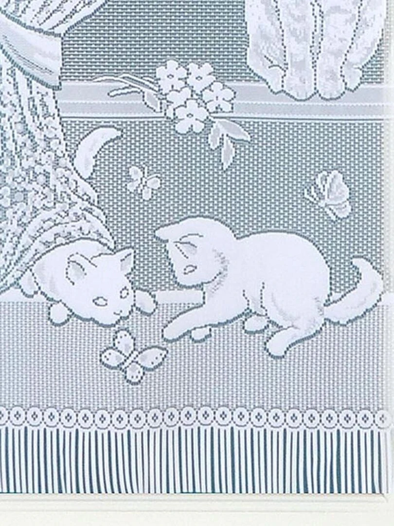 Paire de vitrages dentelle chatons et franges Blanc