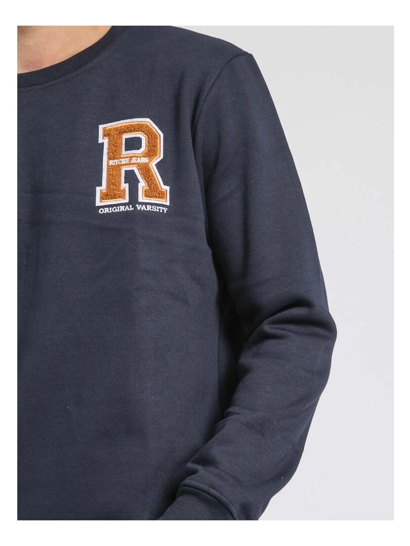 Sweat col rond WASGANY   Bleu marine
