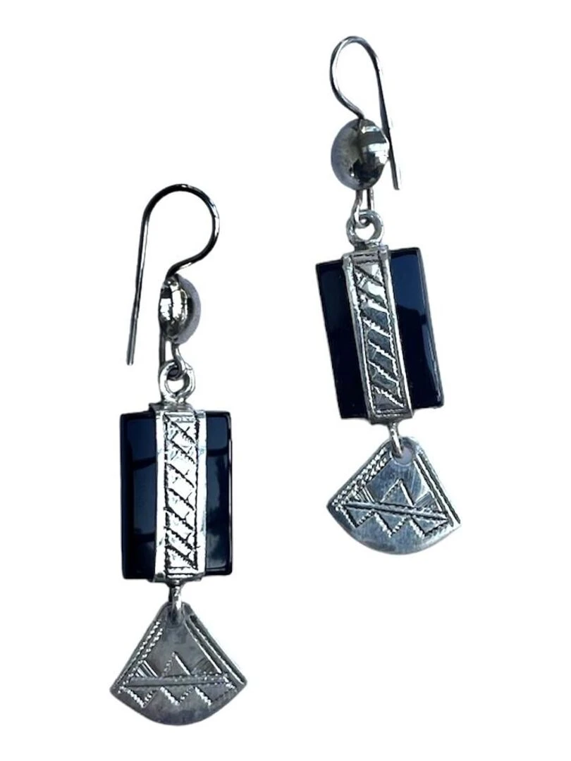 Boucles d'oreille touareg argent Noir