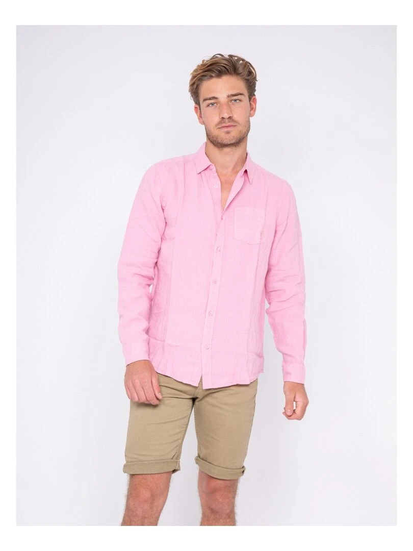 Chemise manches longues pur lin DALAMO Rose