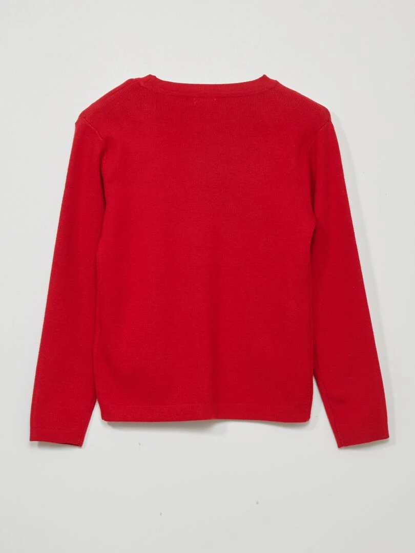 Pull en maille jersey à manches longues   Rouge