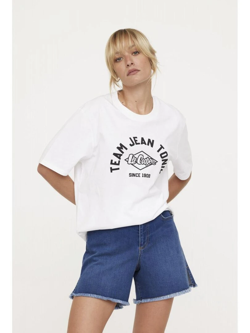 Lee Cooper   T shirt manches courtes coton regular AGINO   Blanc