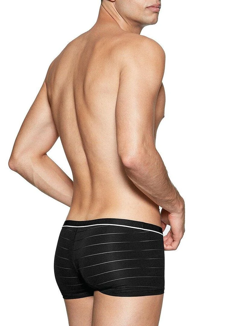 Boxer court avec rayures transparentes I am Victorious   Noir
