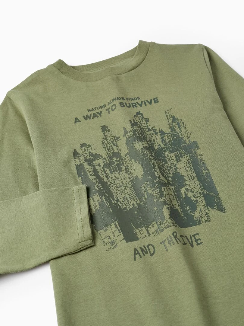 T shirt à manches longues pour garçon 'Nature' manches longues   Vert