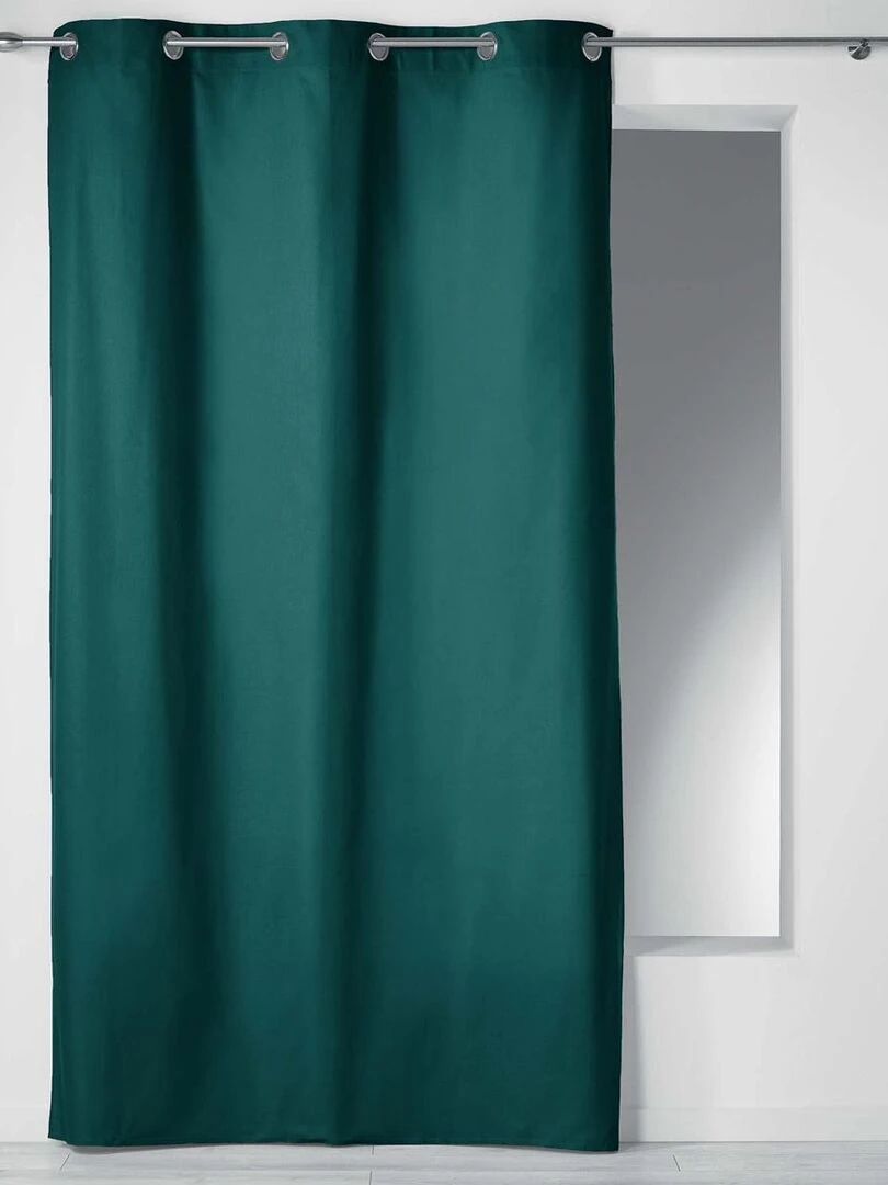 Rideau à œillets 100 % coton Panama Vert foncé