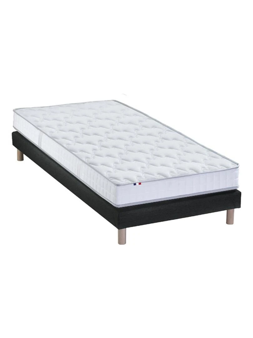 Ensemble Matelas 100% latex 5 zones ORIGINEL + Sommier Fabriqué en France Sommier Noir Noir Blanc