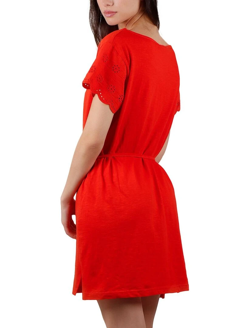 Robe estivale manches courtes Fleur D'Eté Rouge