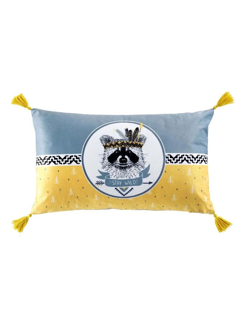 Coussin Filou le raton laveur indien Jaune