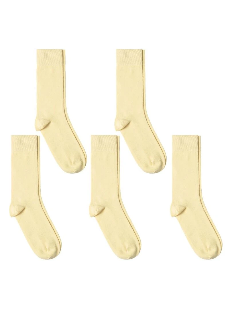 Chaussettes Jersey Coton Lot 5 Paires Fabrication UE Jaune paille