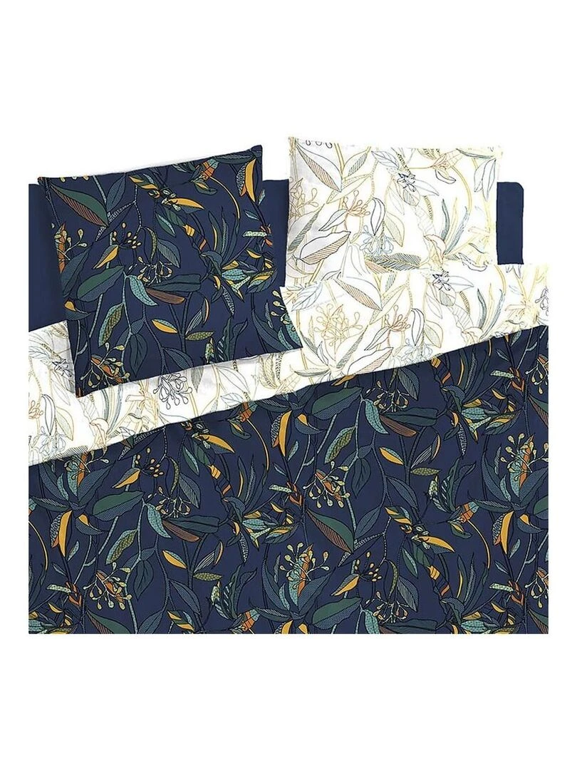 Housse de couette 240x220 Kepas + 2 taies coton percale 80 fils Bleu