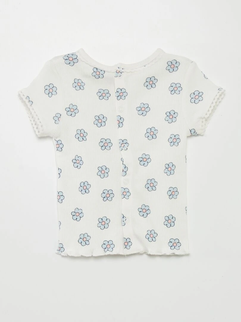 T shirt côtelé Blanc