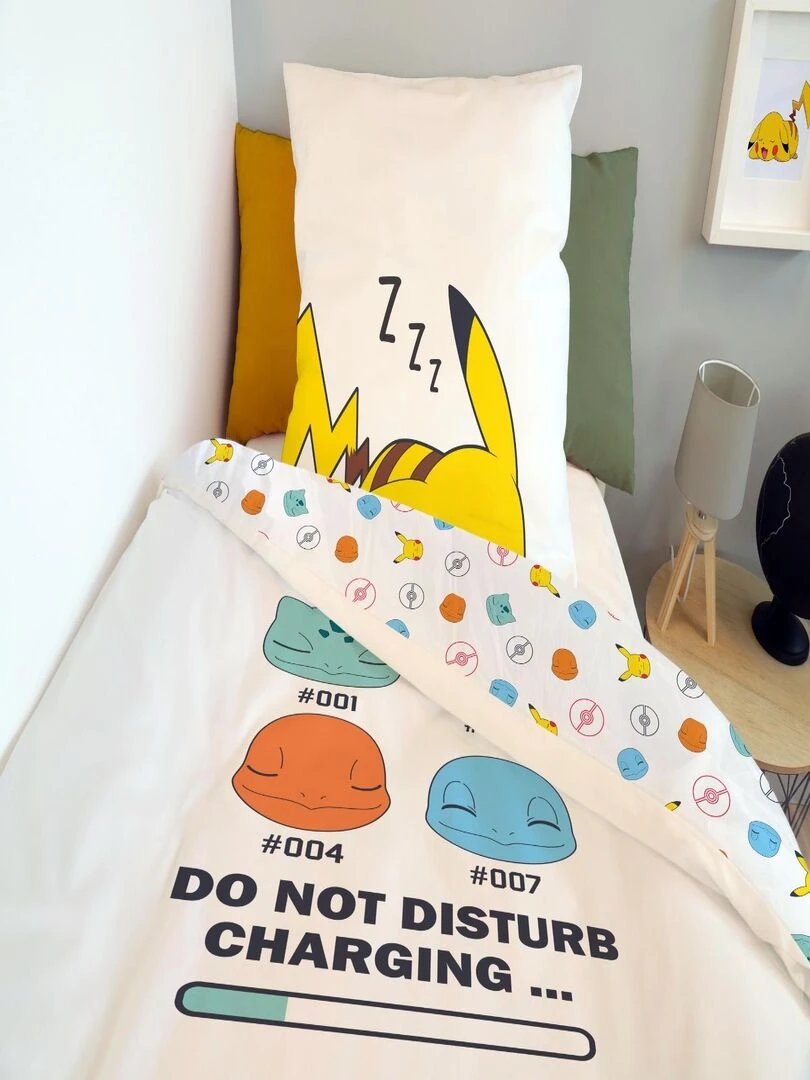Housse de Couette Enfant Pikachu   Blanc
