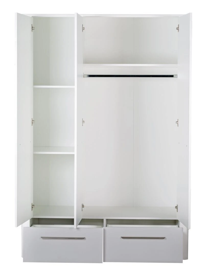 ROBA Armoire "Linus" 3 portes et 2 tiroirs – blanc / gris   Blanc Gris