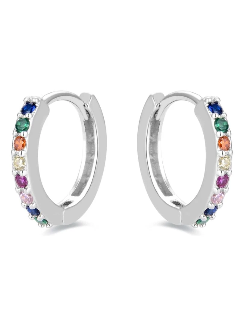 Boucles d'oreilles valise en argent 925 rhodié avec zircon multicolore   Multicolore