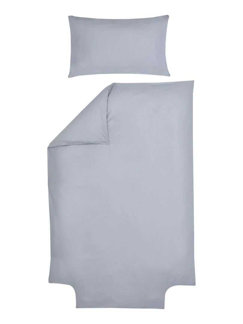 Parure de lit housse de couette 100x140 cm + taie 40x60 cm Coton Bio 'P'tit Basile' Gris foncé