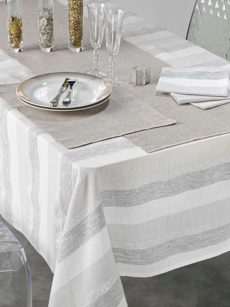 3 Serviettes de table coton Eldora Beige
