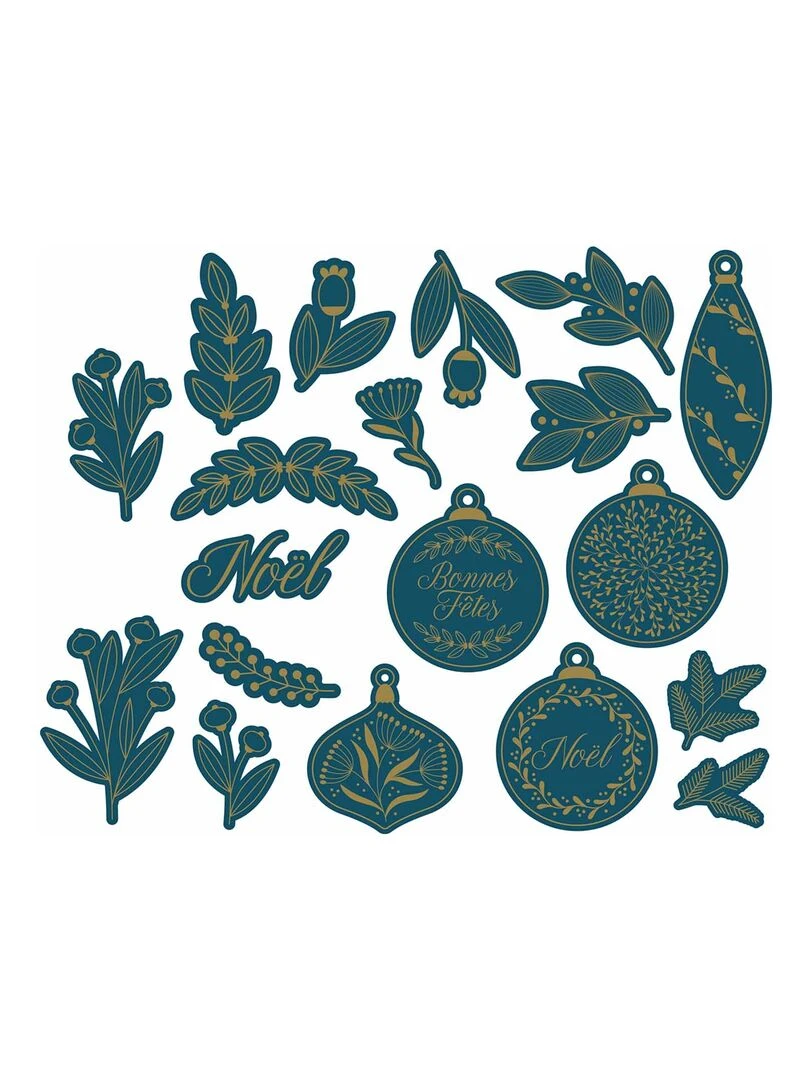 19 étiquettes Noël Bleu et Or N/A