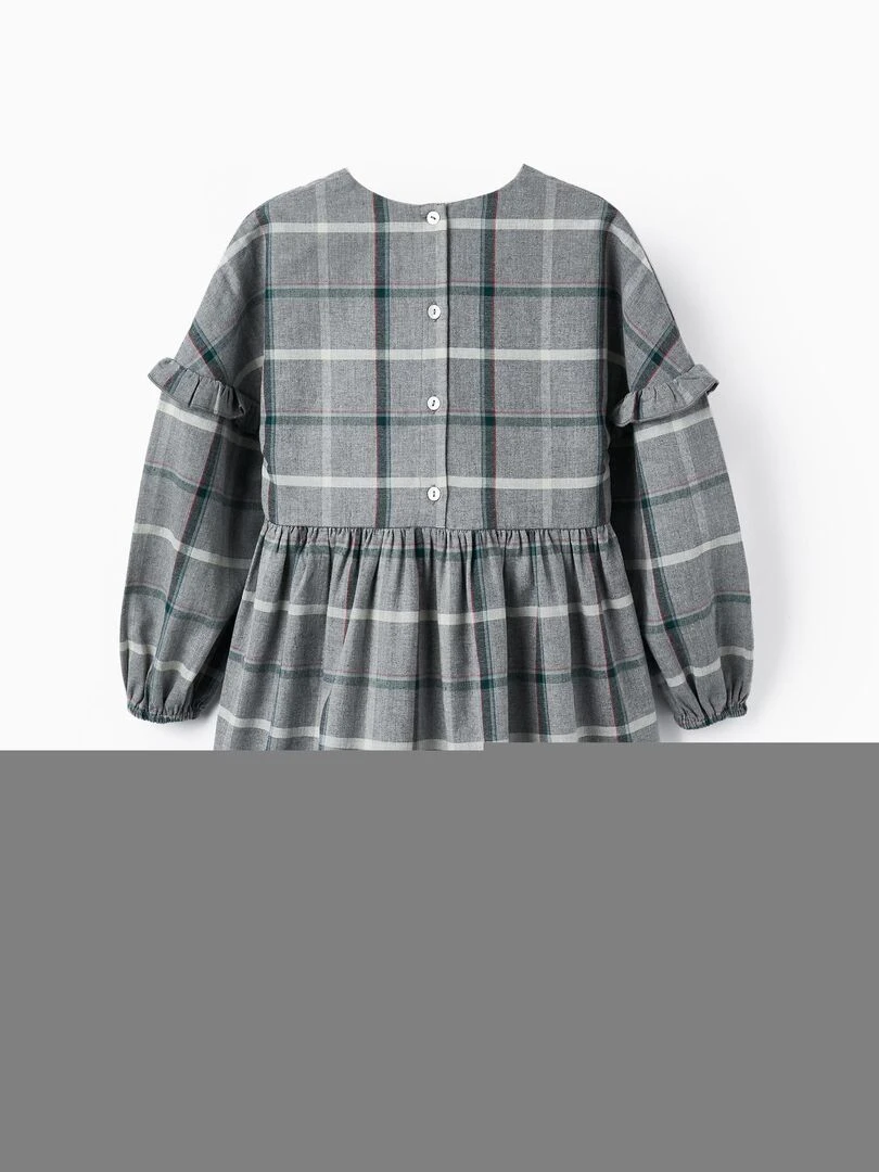 Robe à Manches Longues à Carreaux pour Fille manches longues ROYALS OFF DUTY Gris clair