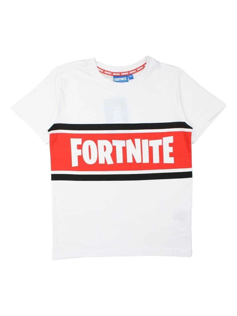 Fortnite T shirt garçon imprimé Fortnite en coton Blanc