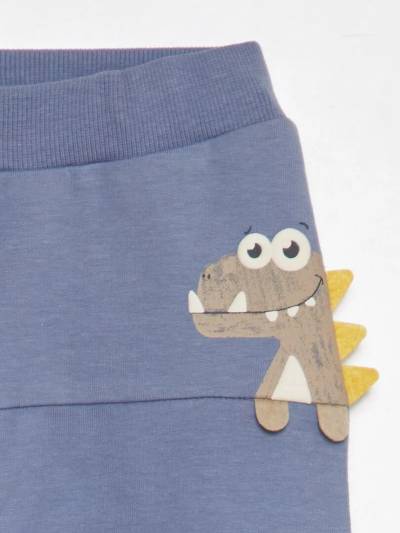 Pantalon molletonné à imprimé dino bleu