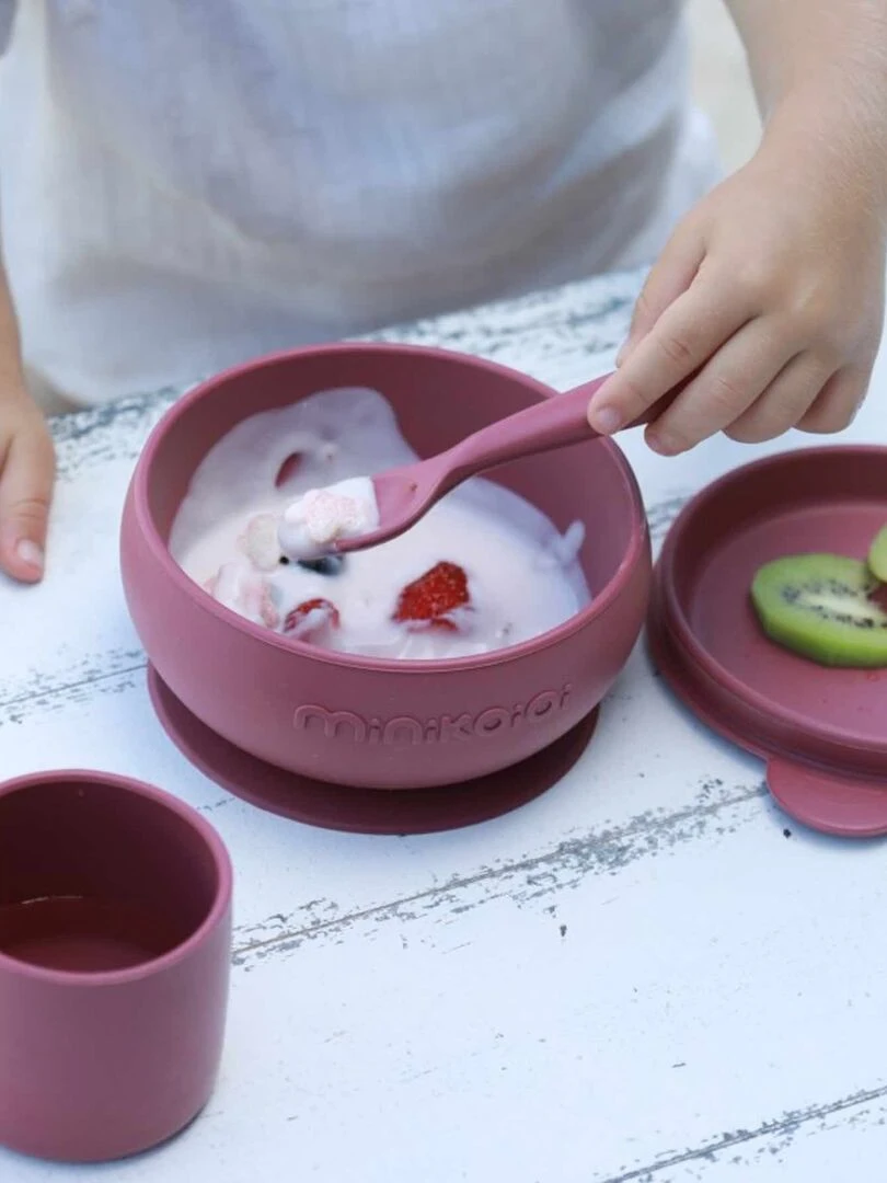 Coffret mes premiers repas Bol Cuillère Gobelet Marron